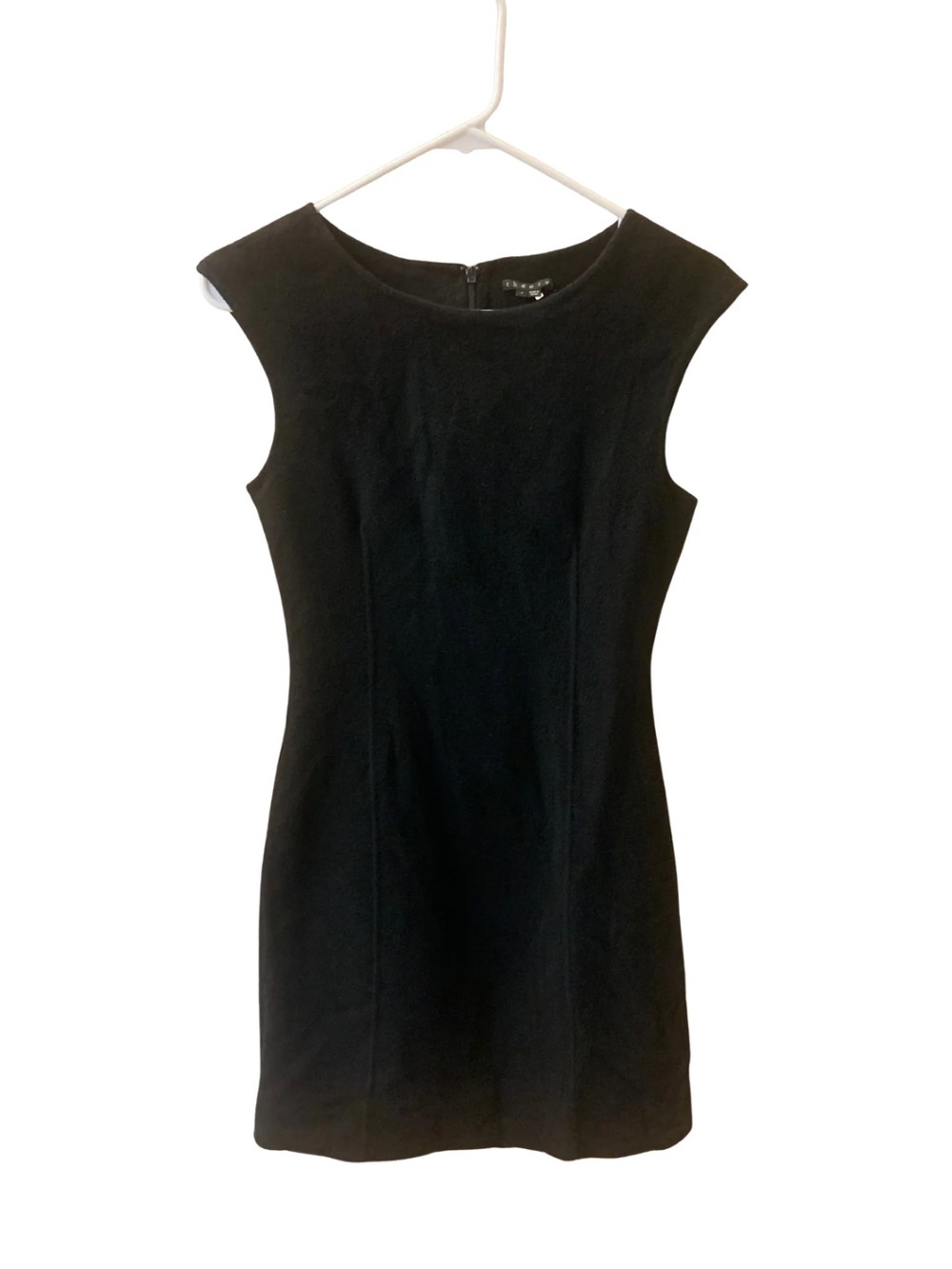 Theory Classic Wool Black Sleeveless Shift Dress Old Money Minimal Capsule Mini